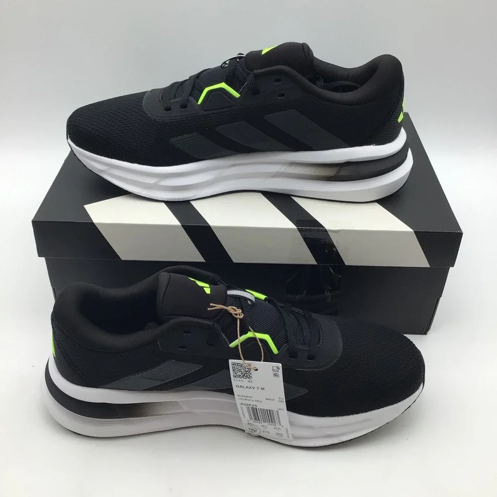 Adidas Galaxy 7 M Mens Running Shoes Black Carbon Lucid Lemon JQ2625 Size 9 NEW